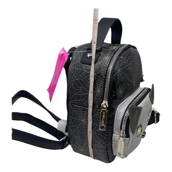 BETSEY JOHNSON KITCH MINI BACKPACK HALLOWEEN VAMPIRE CAT SPIDER WEB NOVELTY ZIP - Picture 2 of 8